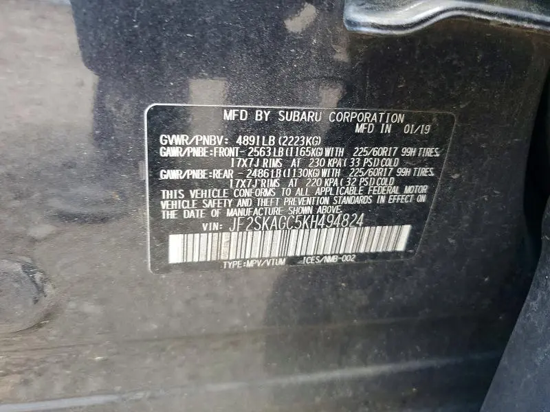 2019 SUBARU FORESTER PREMIUM  