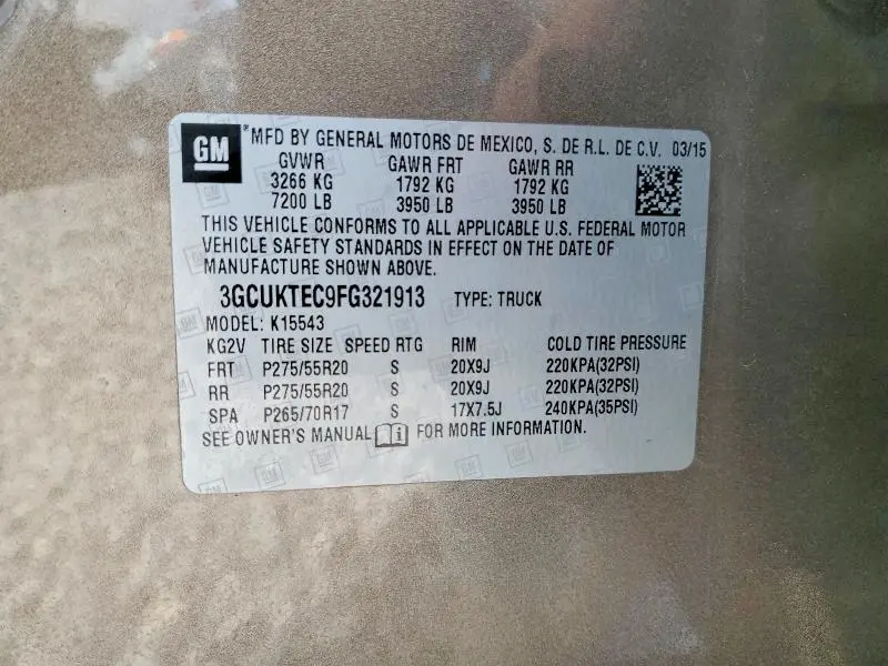 2015 CHEVROLET SILVERADO K1500 HIGH COUNTRY  