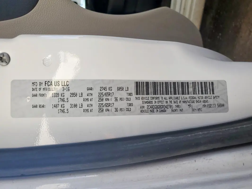 2016 DODGE GRAND CARAVAN SE  