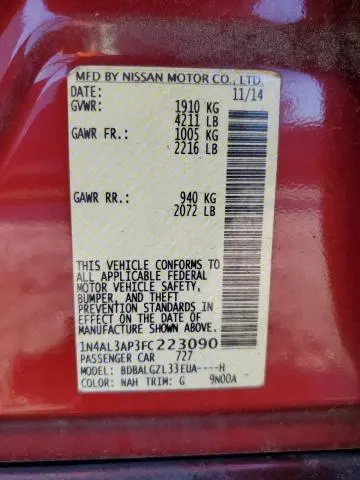 2015 NISSAN ALTIMA 2.5  