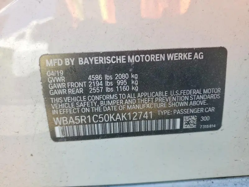 2019 BMW 330I   