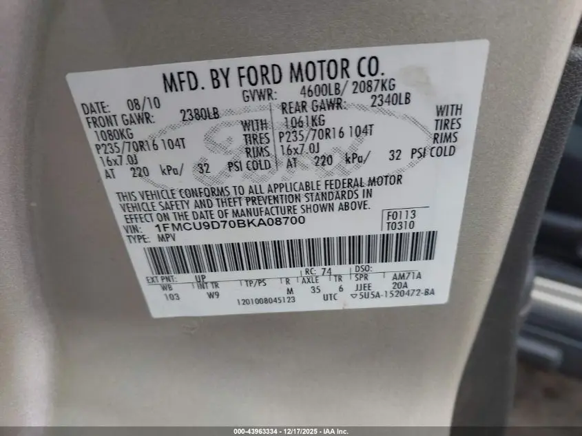 2011 FORD ESCAPE XLT