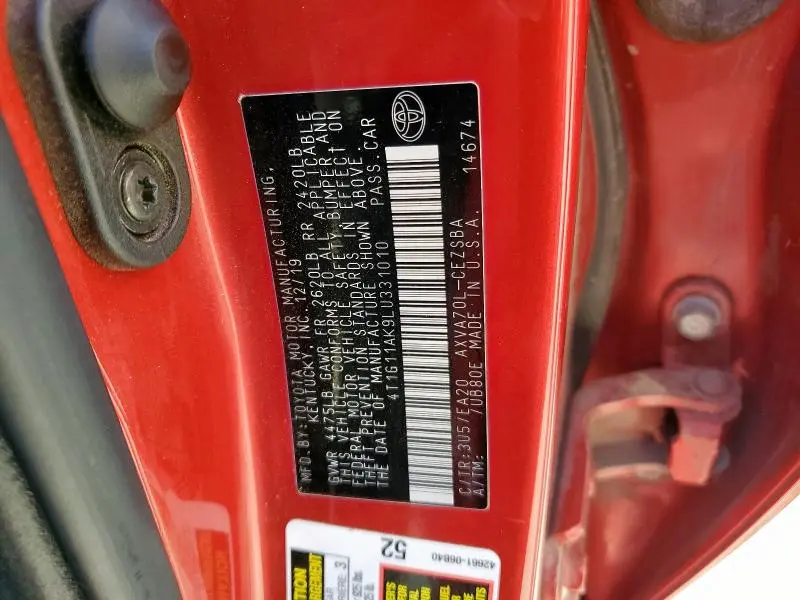 2020 TOYOTA CAMRY SE  