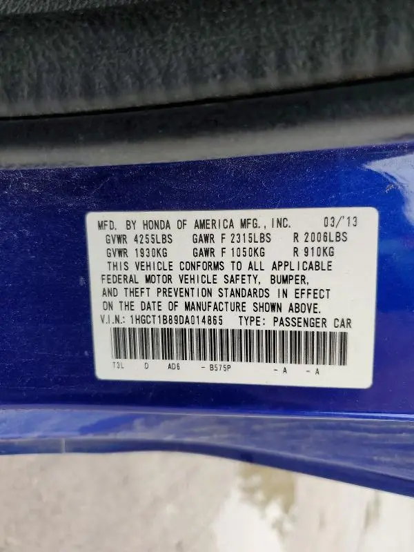 2013 HONDA ACCORD EXL  