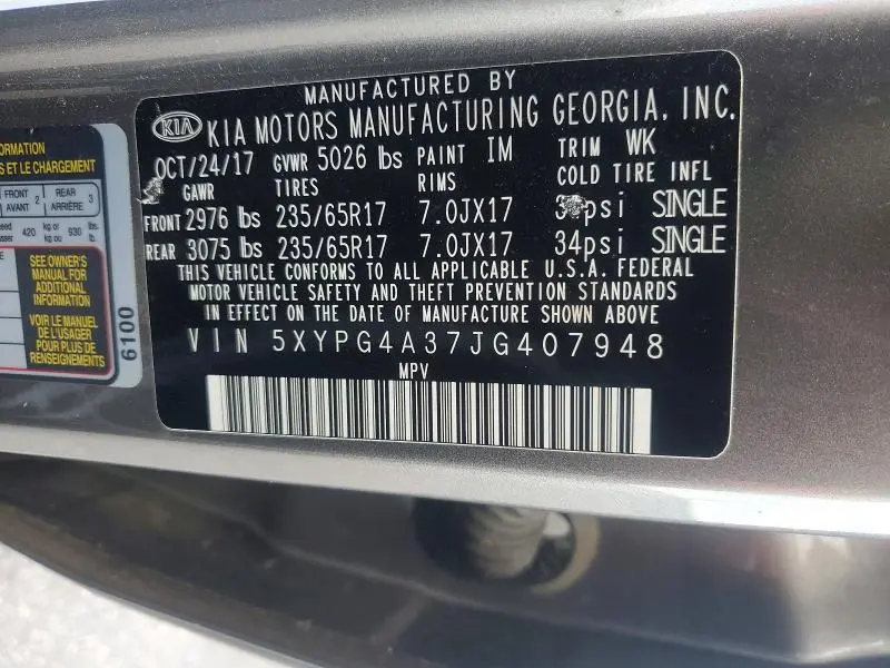 2018 KIA SORENTO L  