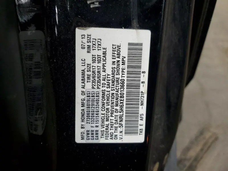 2014 HONDA ODYSSEY EXL  