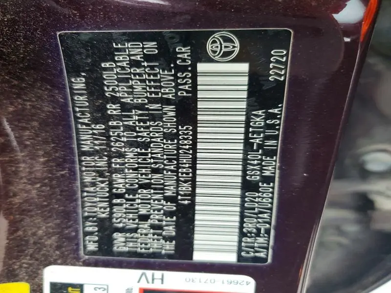 2017 TOYOTA AVALON XLE  