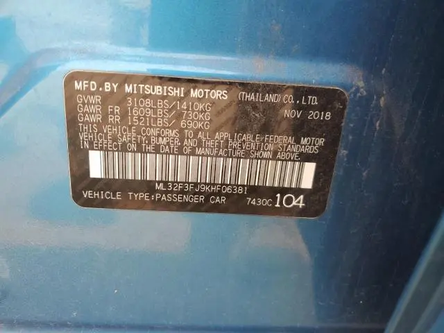 2019 MITSUBISHI MIRAGE G4 ES  