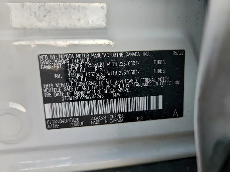 2022 TOYOTA RAV4 XLE  