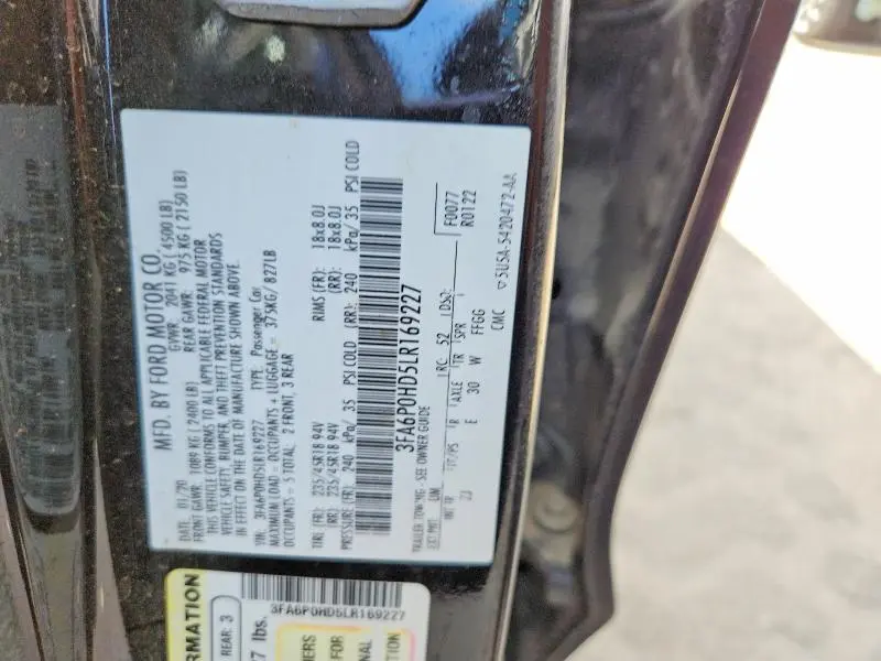 2020 FORD FUSION SE  