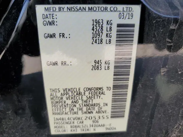 2019 NISSAN ALTIMA SR