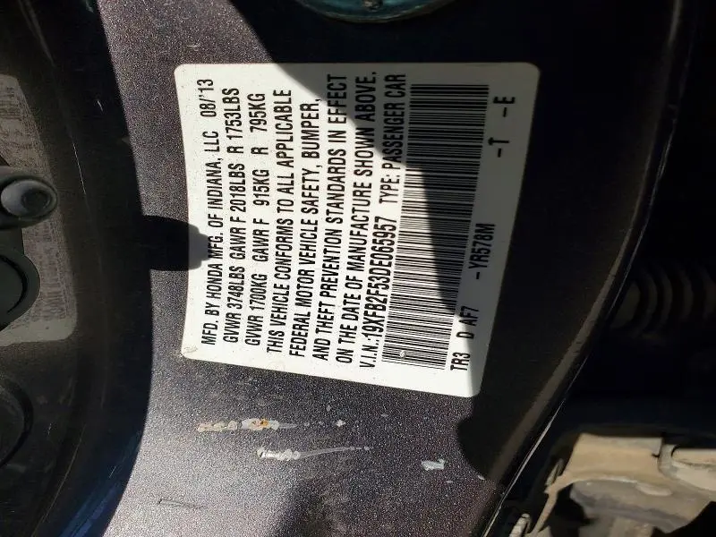2013 HONDA CIVIC LX  