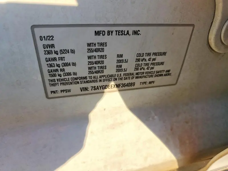 2022 TESLA MODEL Y   