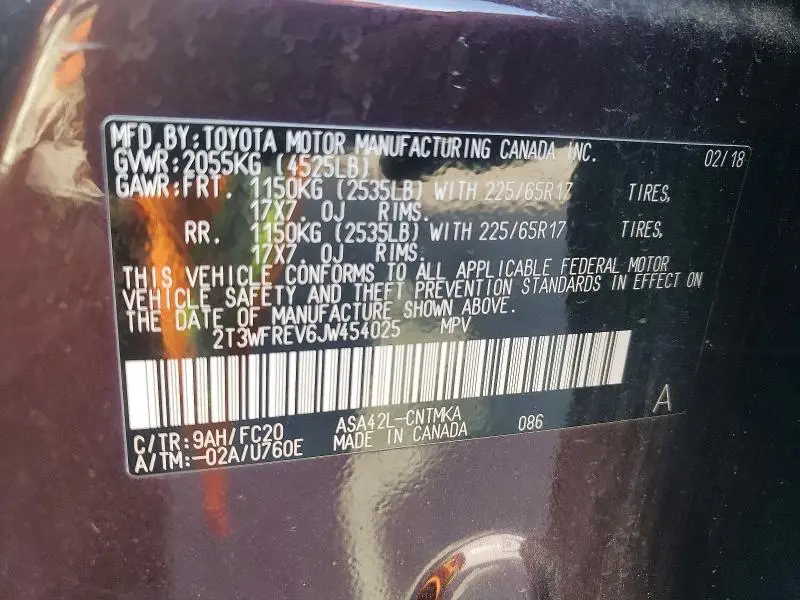 2018 TOYOTA RAV4 XLE  