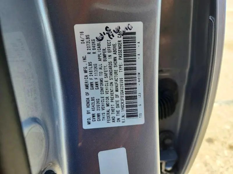 2016 HONDA ACCORD TOURING  