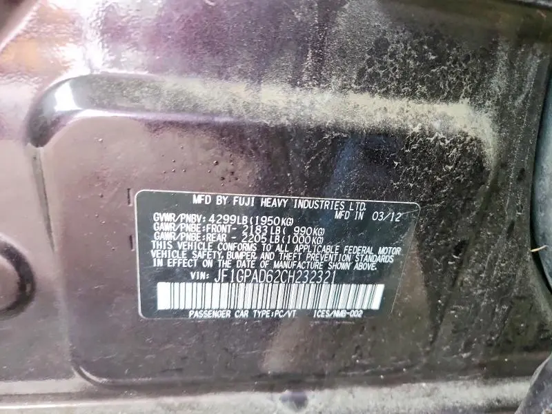 2012 SUBARU IMPREZA PREMIUM  