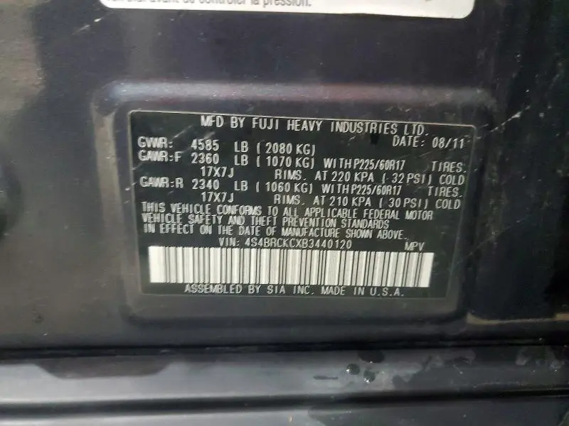 2011 SUBARU OUTBACK 2.5I LIMITED  
