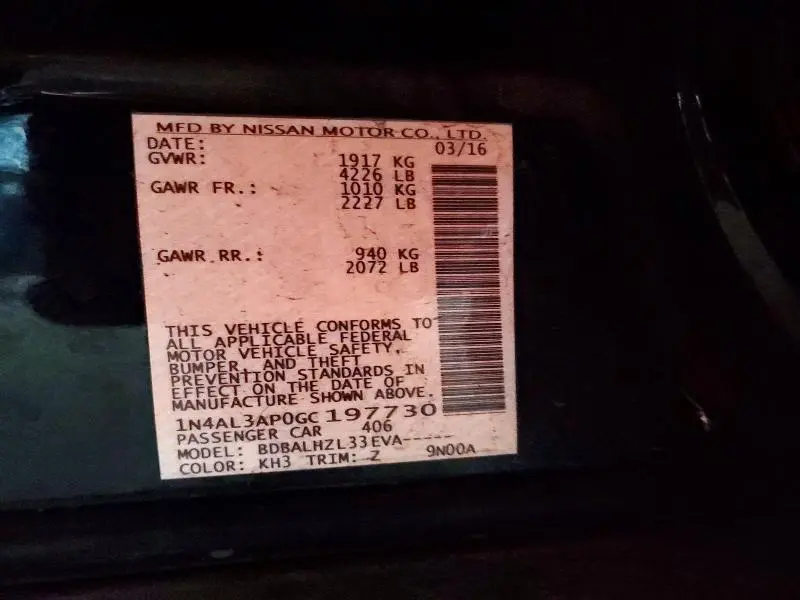 2016 NISSAN ALTIMA 2.5  