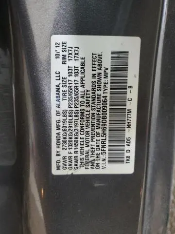 2013 HONDA ODYSSEY EXL  