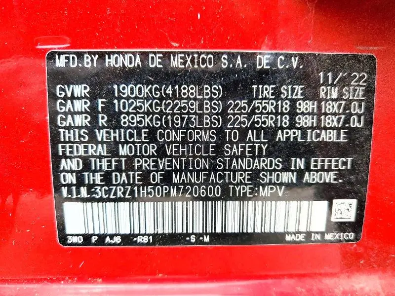 2023 HONDA HR-V SPORT  