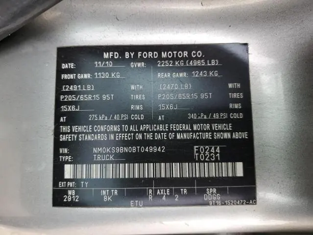 2011 FORD TRANSIT CONNECT XLT  