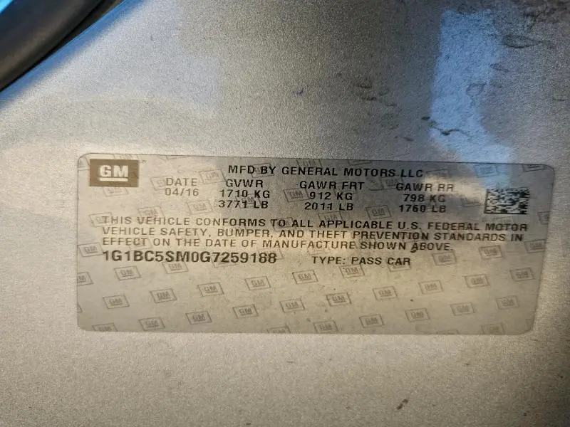 2016 CHEVROLET CRUZE LS  