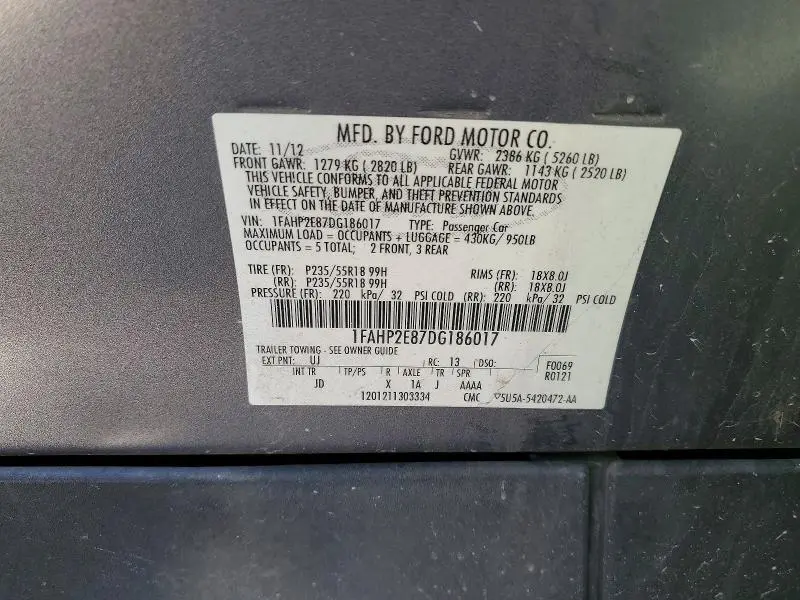 2013 FORD TAURUS SEL  