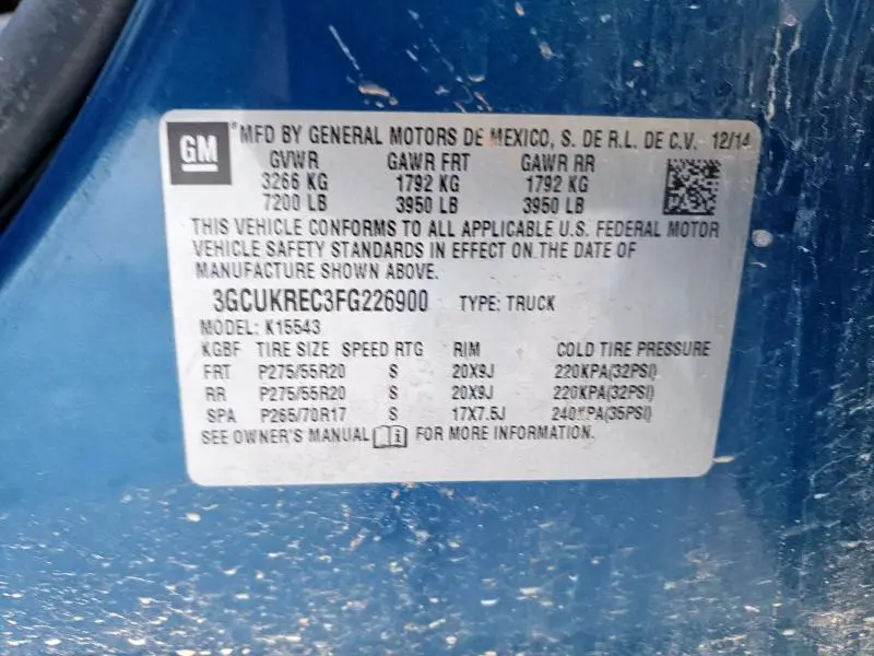 2015 CHEVROLET SILVERADO K1500 LT  