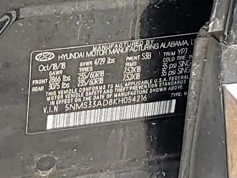 2019 HYUNDAI SANTA FE SEL