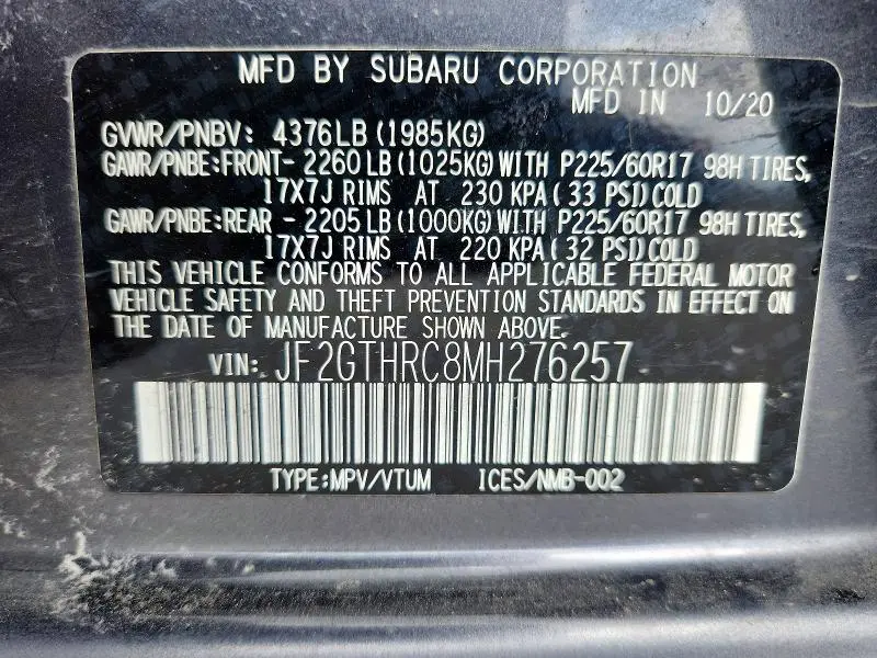 2021 SUBARU CROSSTREK SPORT  