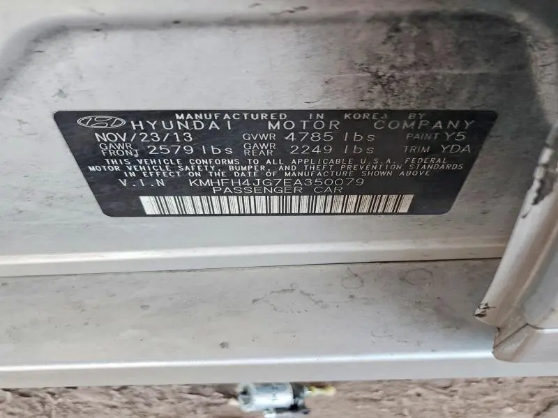 2014 HYUNDAI AZERA LIMITED  