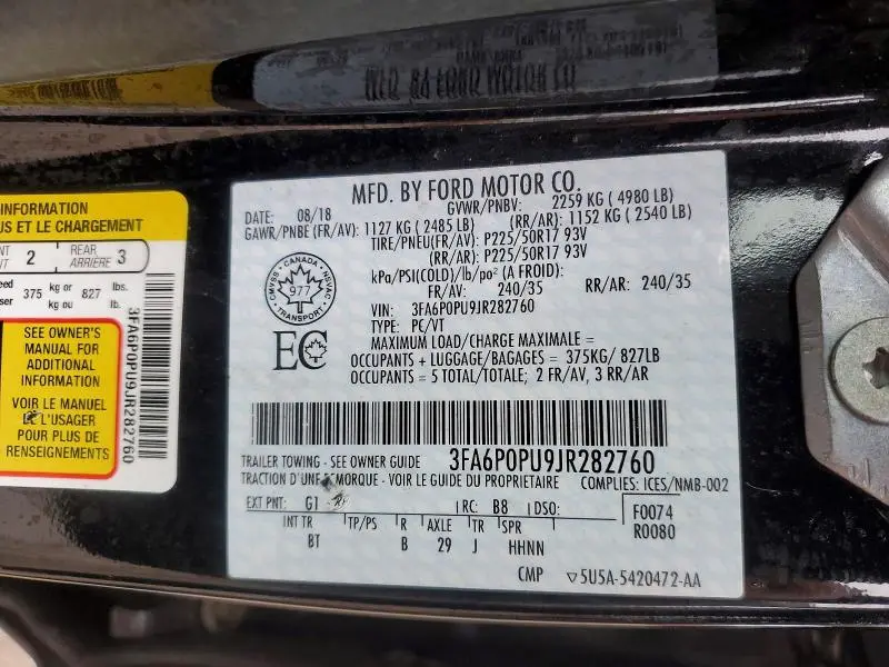 2018 FORD FUSION   