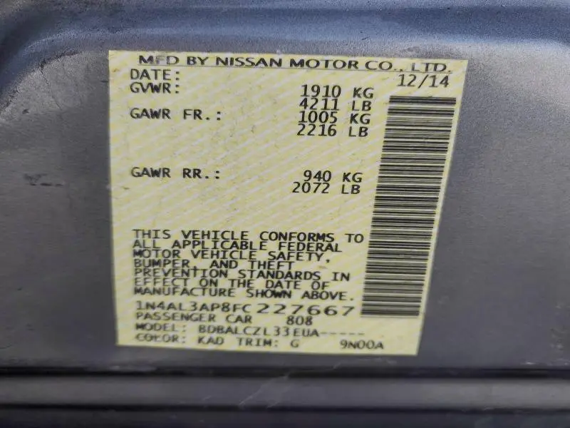 2015 NISSAN ALTIMA 2.5  