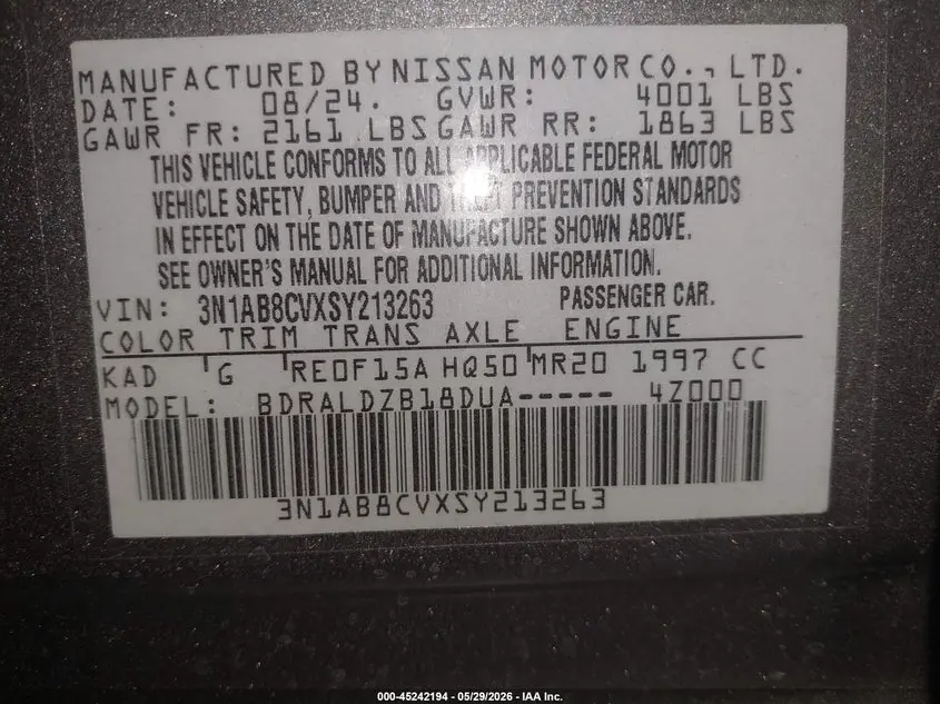 2025 NISSAN SENTRA SV