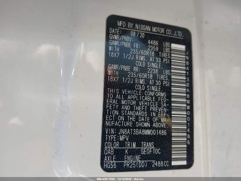 2021 NISSAN ROGUE SV FWD