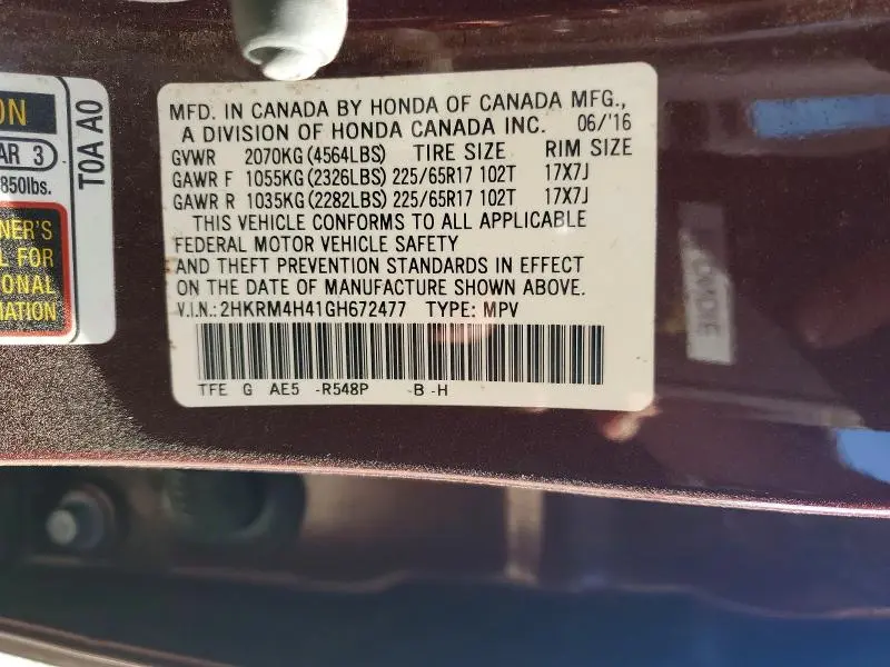 2016 HONDA CR-V SE  