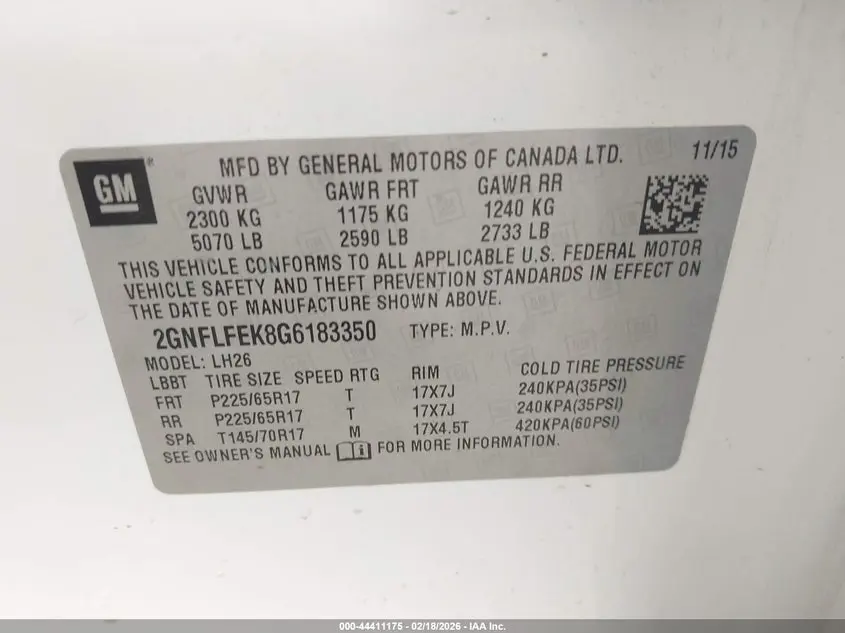 2016 CHEVROLET EQUINOX LT