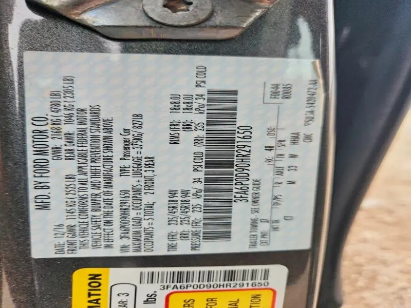 2017 FORD FUSION TITANIUM  