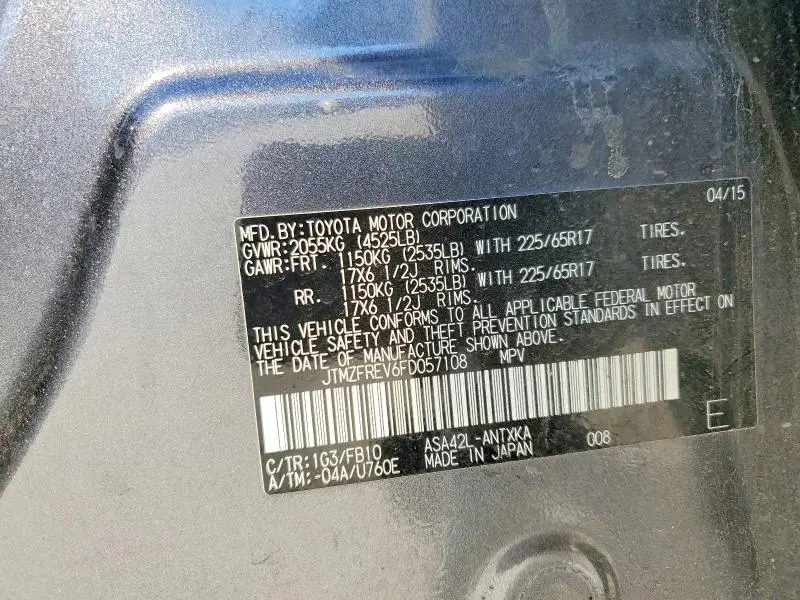 2015 TOYOTA RAV4 LE  