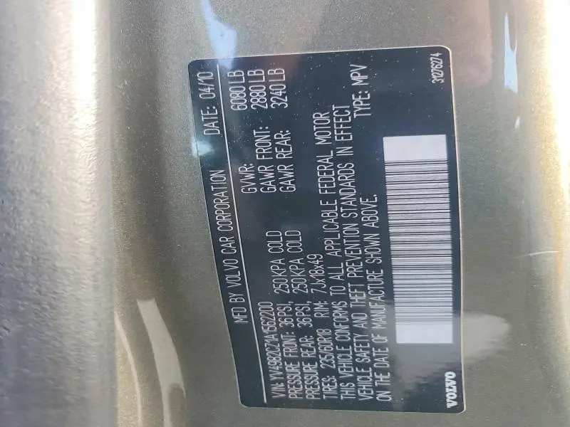 2010 VOLVO XC90 3.2  