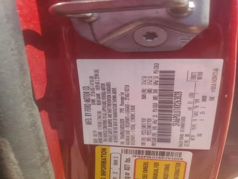 2019 FORD FUSION SE  