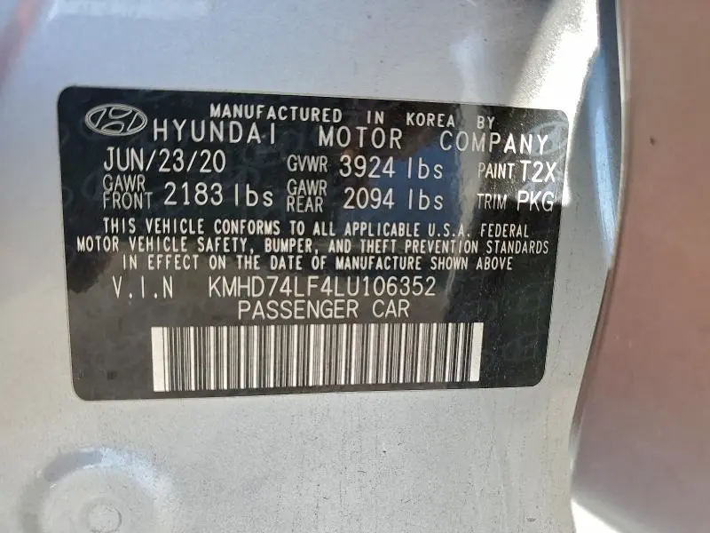 2020 HYUNDAI ELANTRA SE  