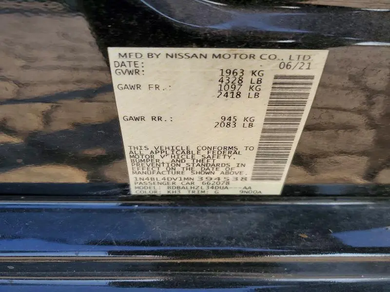 2021 NISSAN ALTIMA SV  