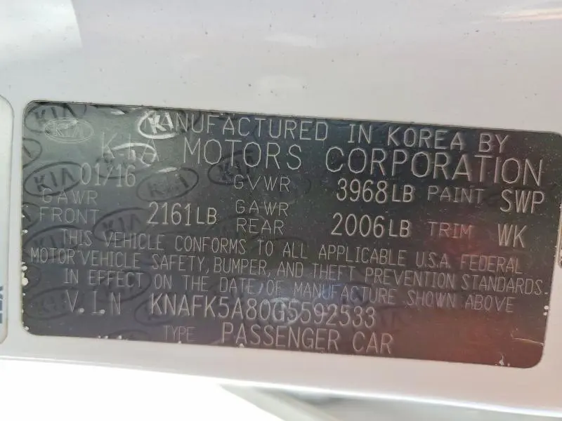 2016 KIA FORTE LX  