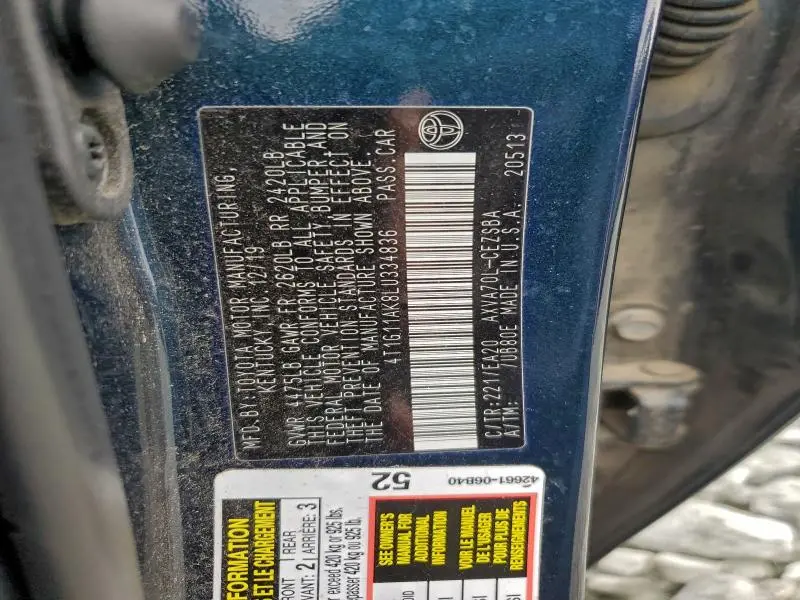 2020 TOYOTA CAMRY SE  