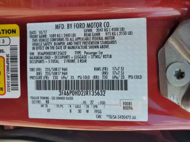 2018 FORD FUSION SE  