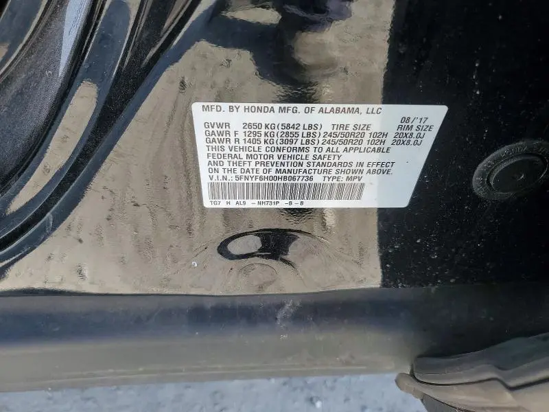 2017 HONDA PILOT ELITE  