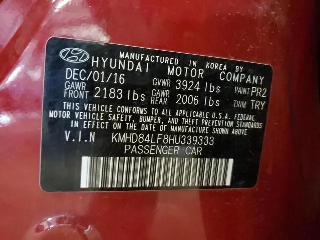 2017 HYUNDAI ELANTRA SE  