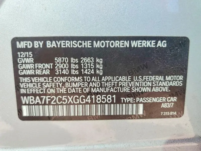 2016 BMW 750 XI  