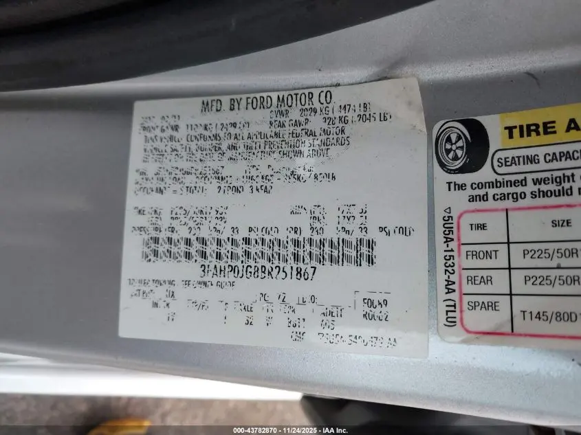 2011 FORD FUSION SEL